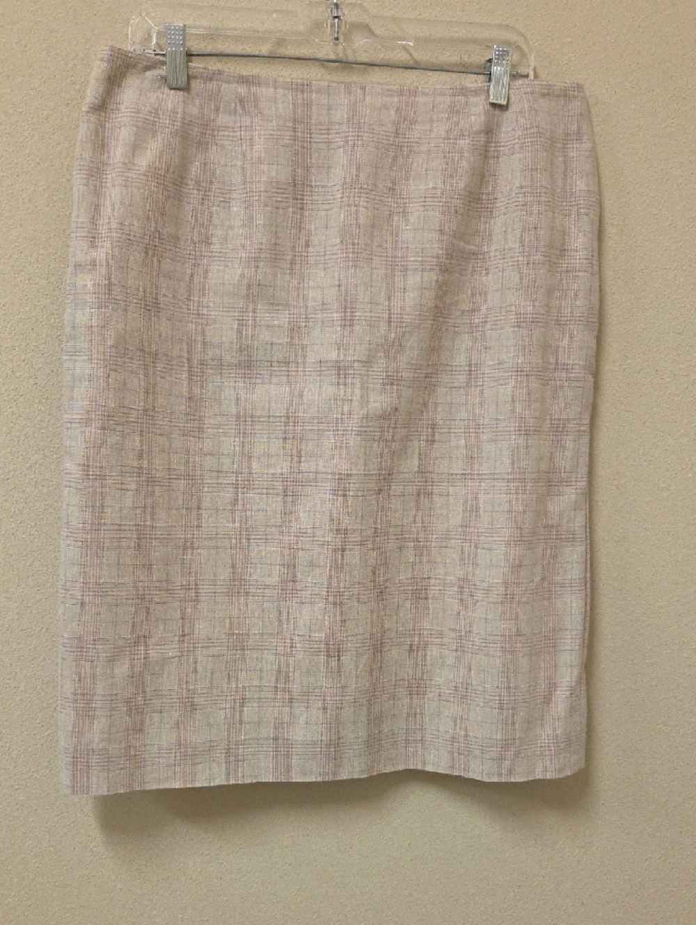 Signature by Larry Levine Linen Pastel Plaid Pencil Skirt Size 14